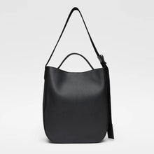 Leather Hobo Tote Bag 14" black