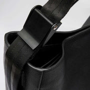 Leather Hobo Tote Bag 14" black
