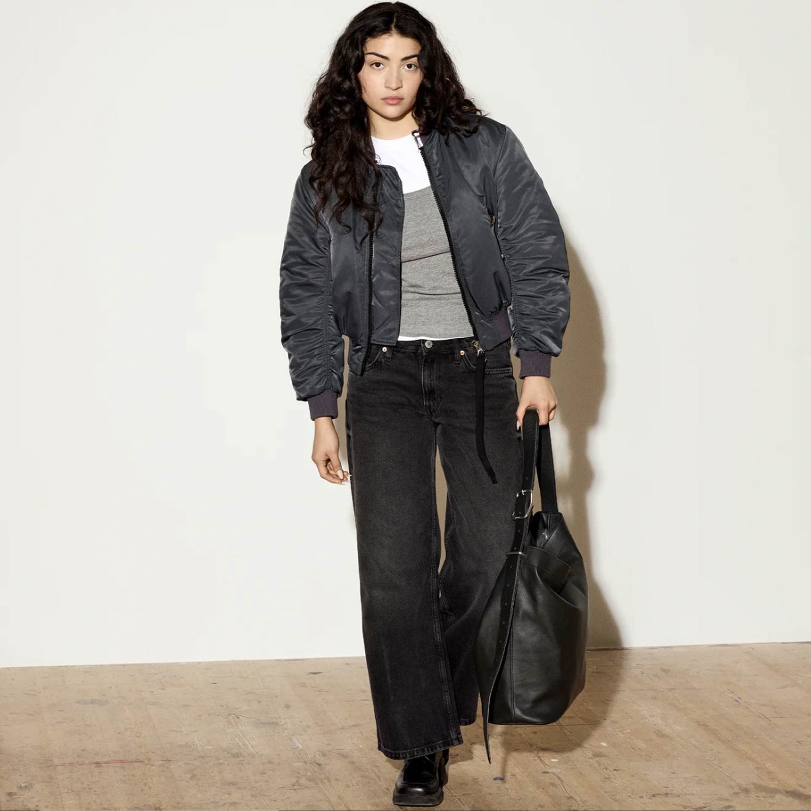 Leather Shopper Bag black