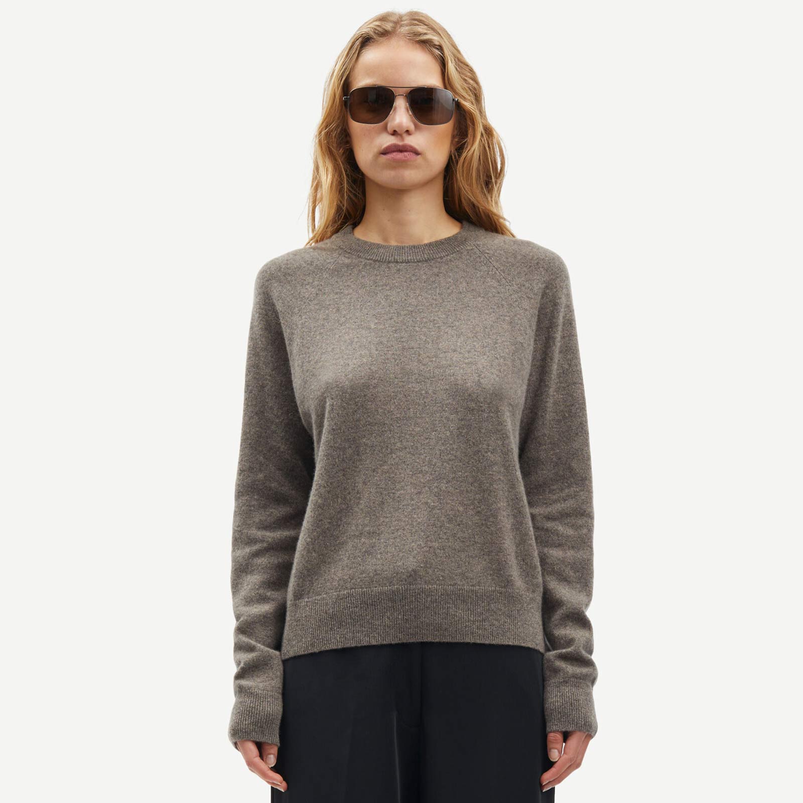 Boston O-Neck Jumper grey brown mel