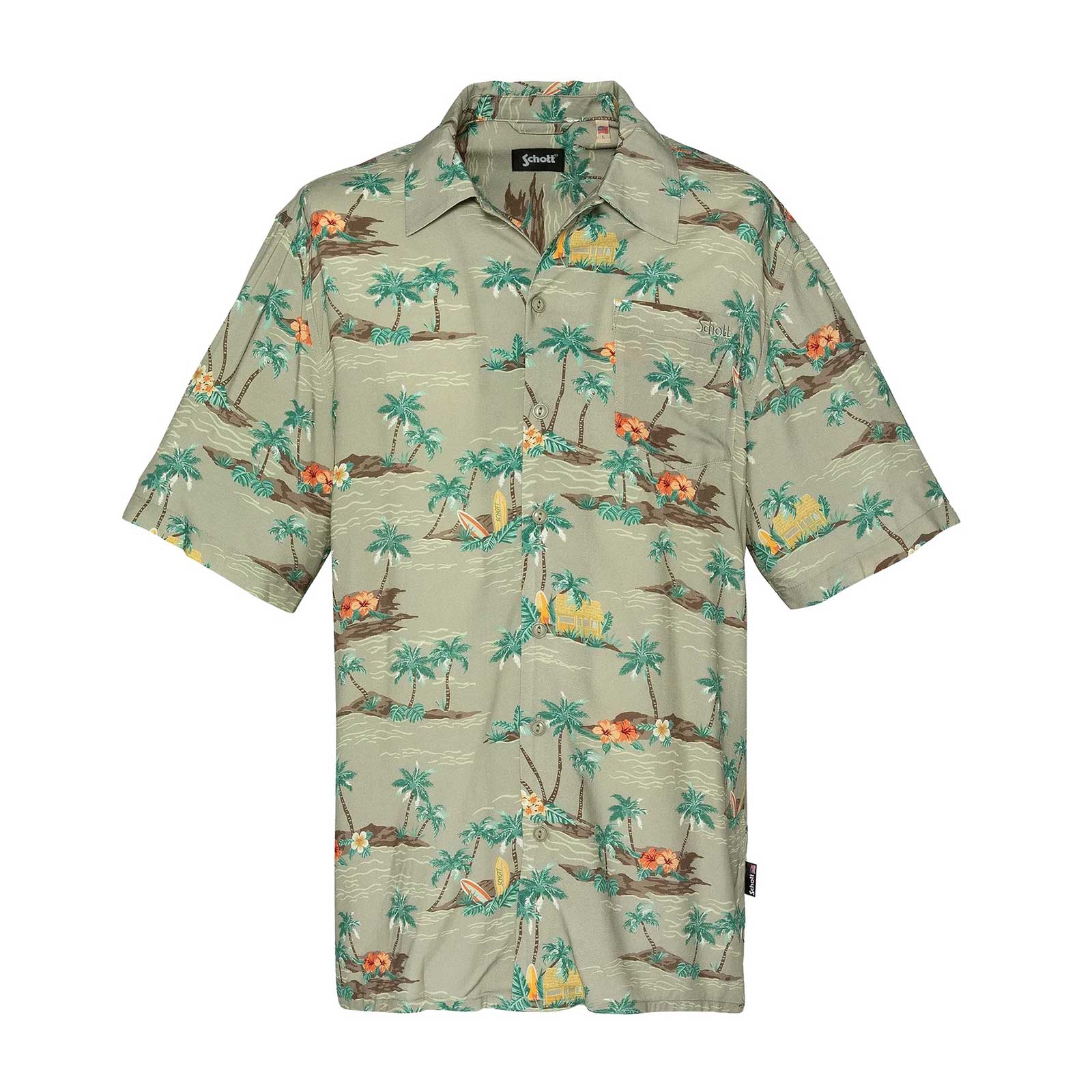 Shcapri Chemise Vintage Print Hawai sage cabana Schott NYC