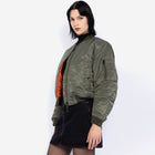 Womens 90s Oversized Airforce Bomber sage kaki