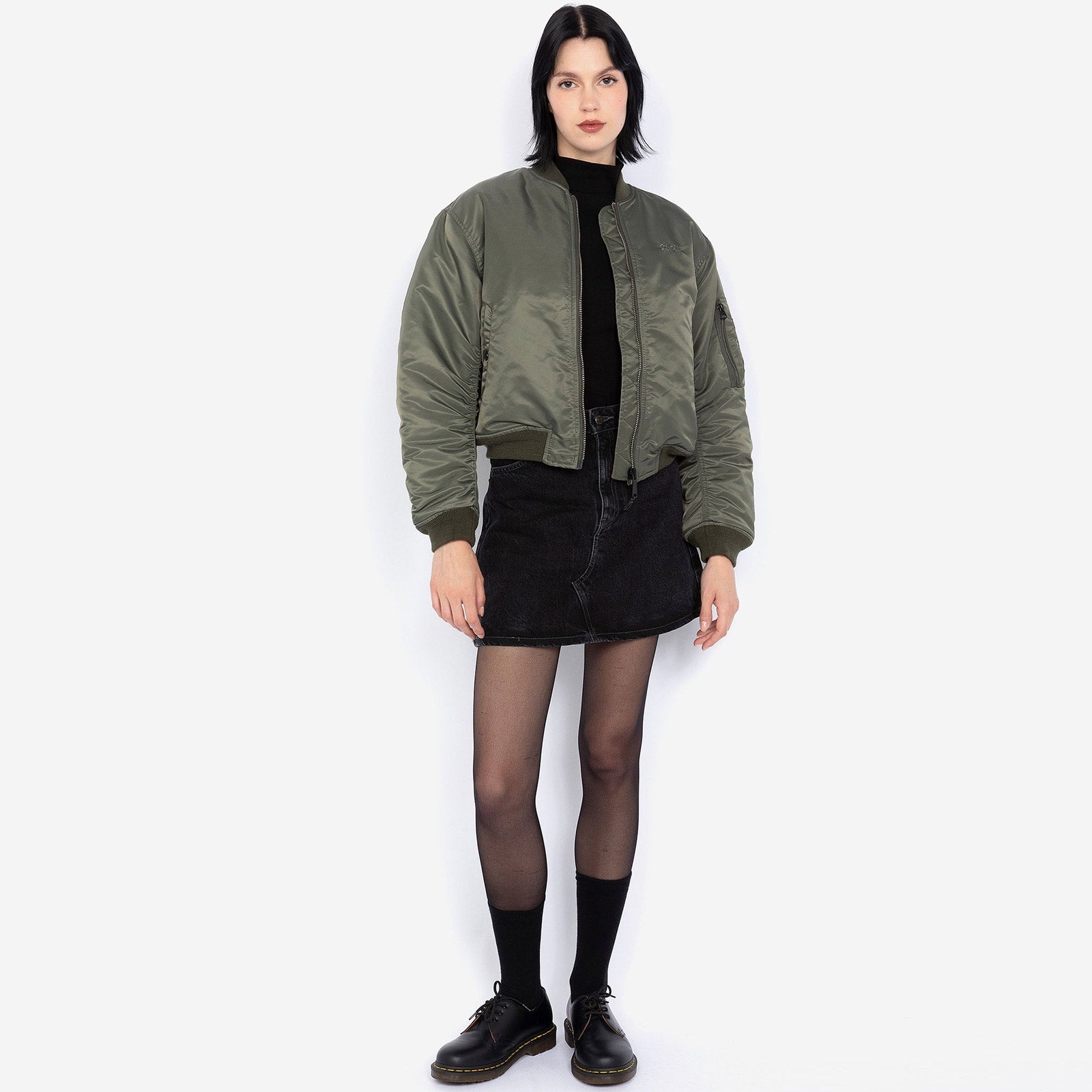 Womens 90s Oversized Airforce Bomber sage kaki