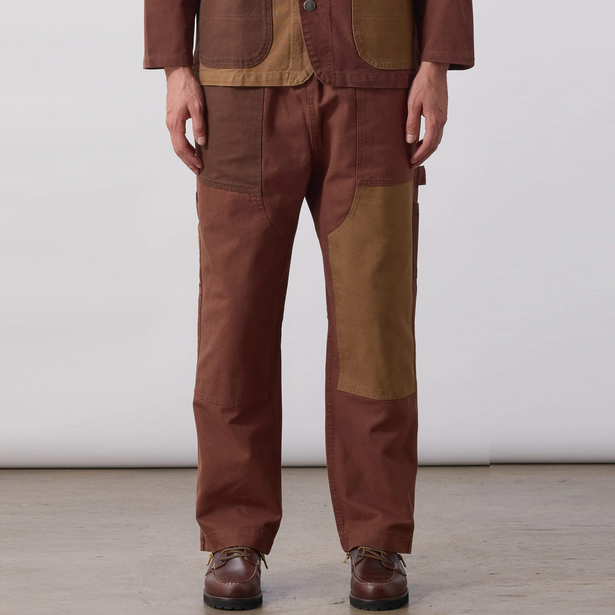 Patchwork Utility Chef Pants brown
