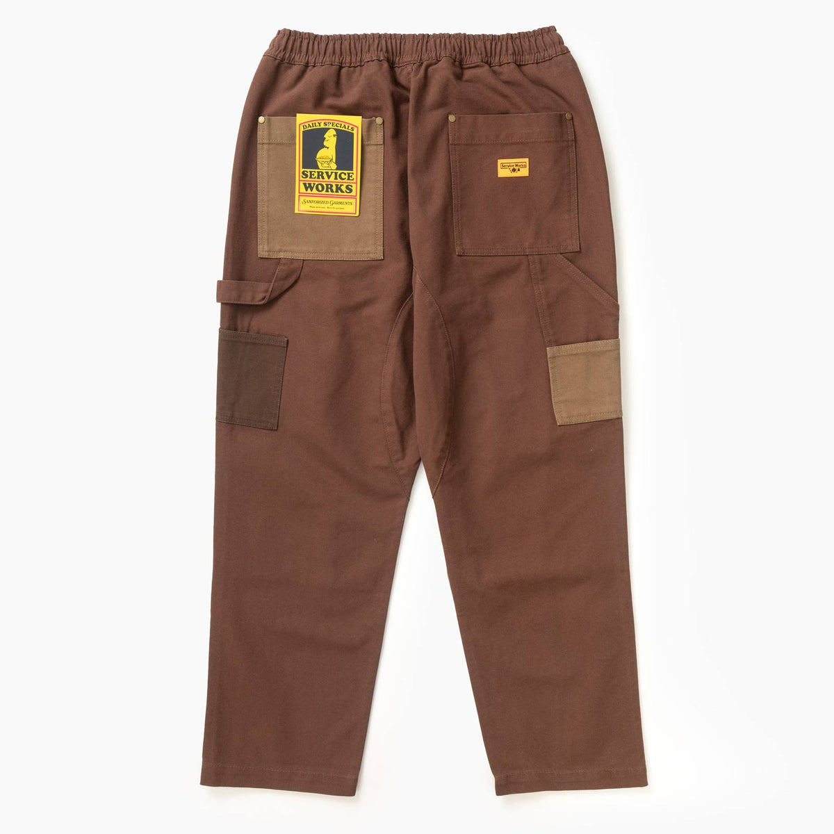 Patchwork Utility Chef Pants brown