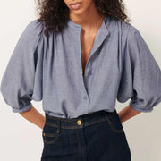 A View Blouse chambray blue