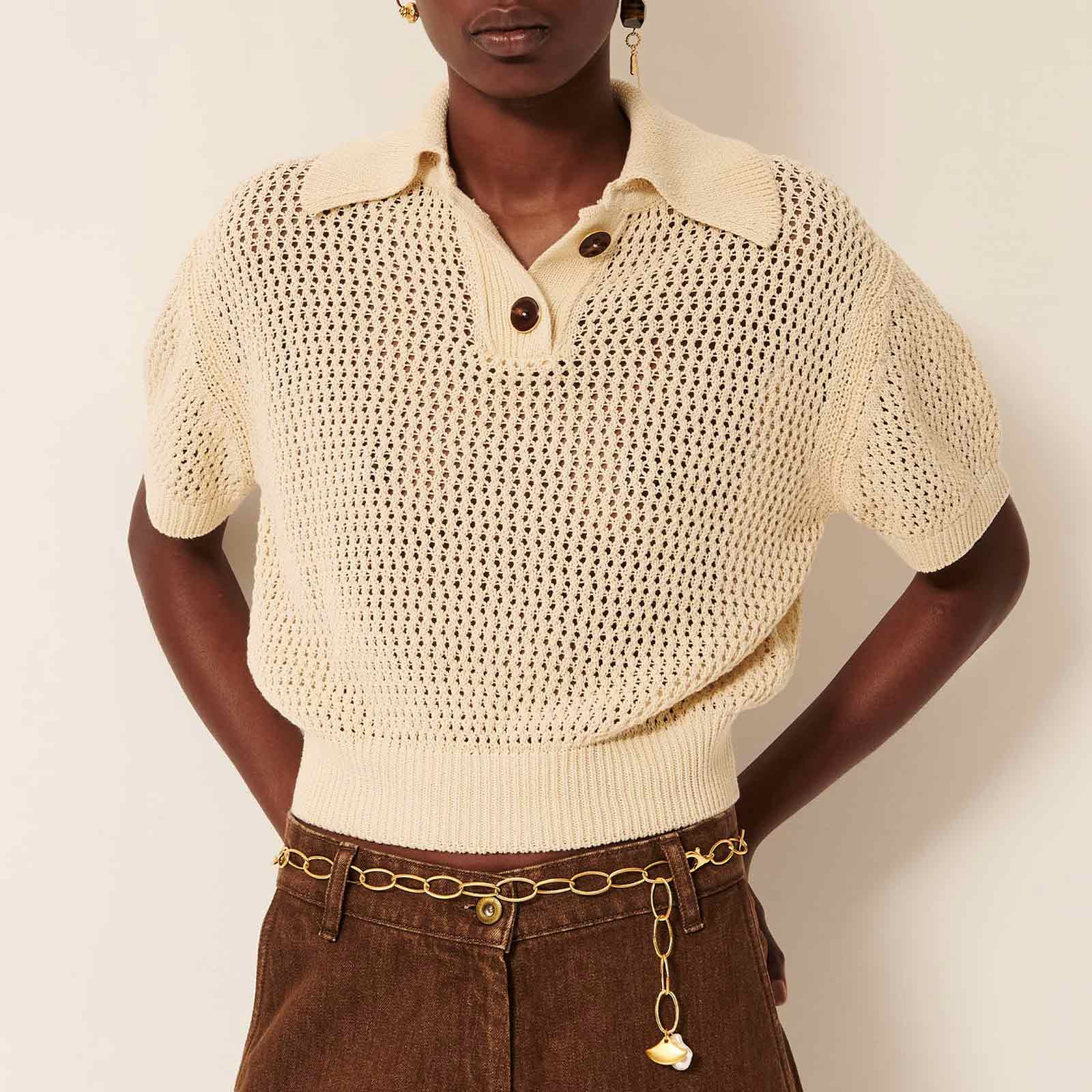 Horizonte SS Polo Jumper sand Sessùn