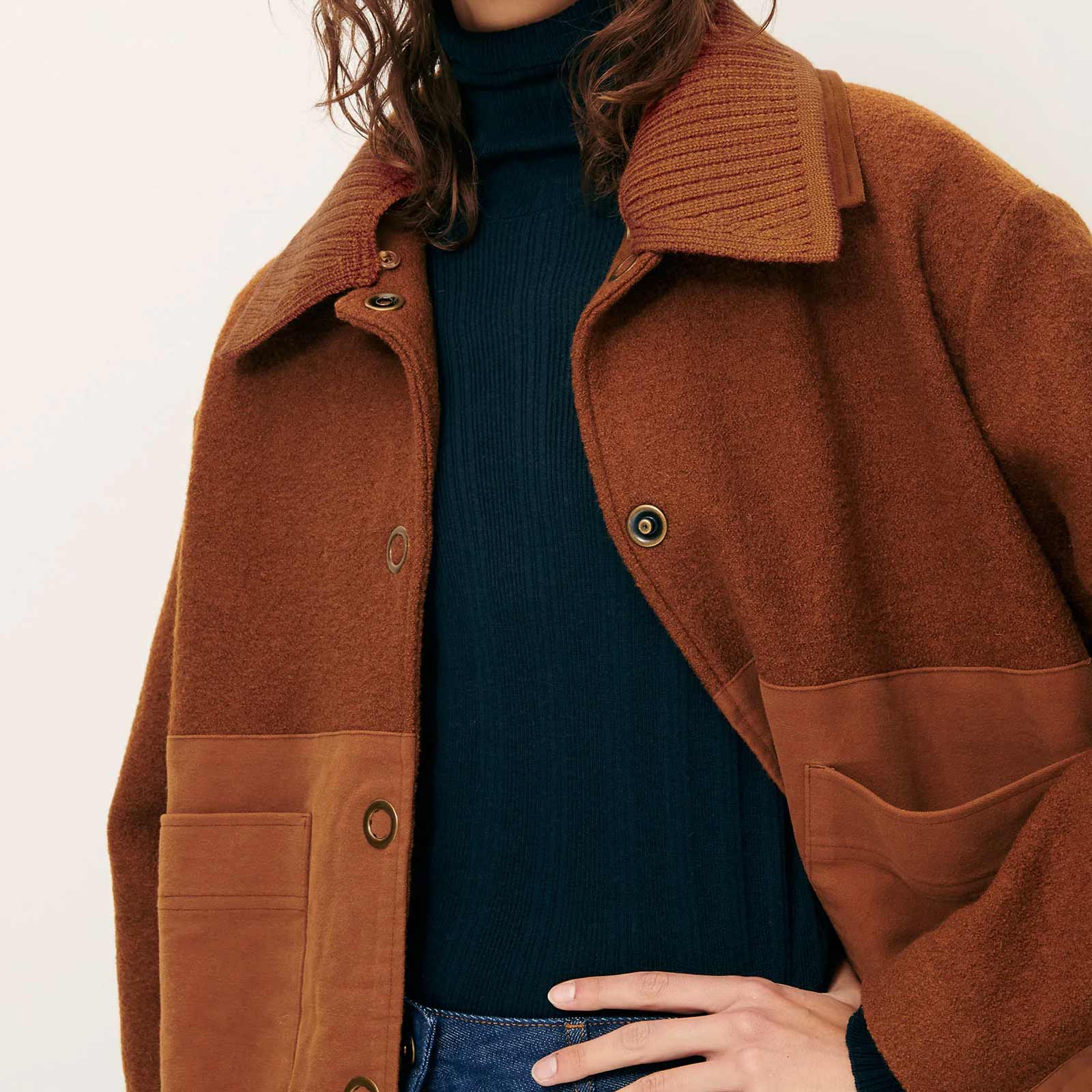 Paopao Boiled Wool Coat bruyère Sessùn