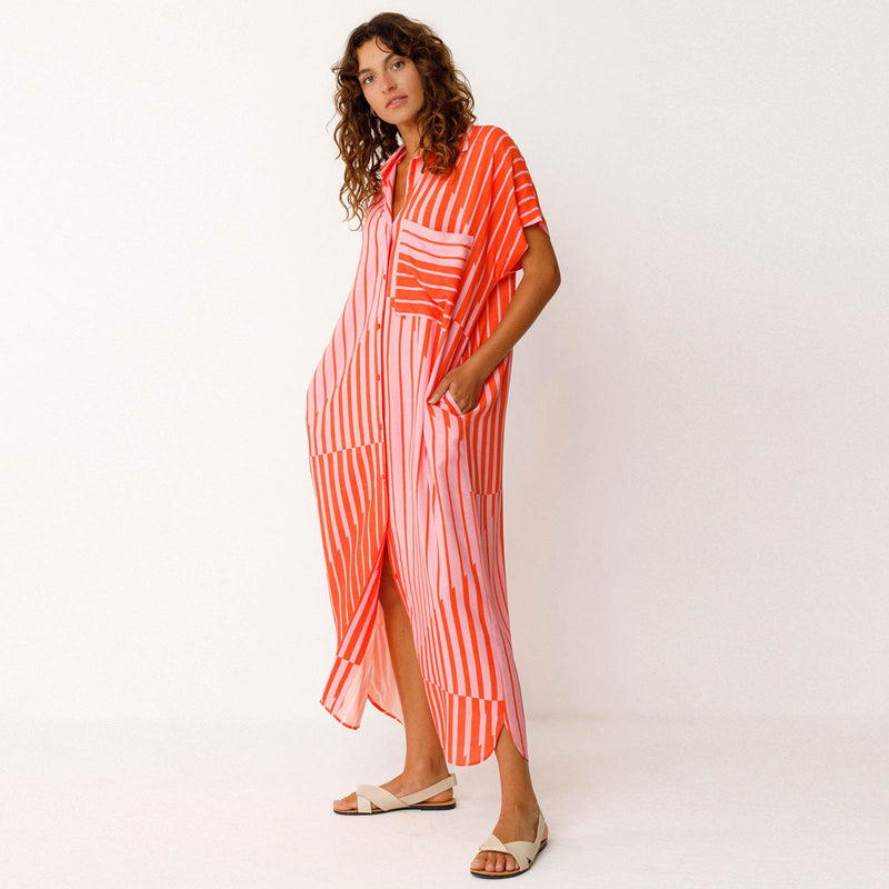 Delia Dress red stripes SKFK