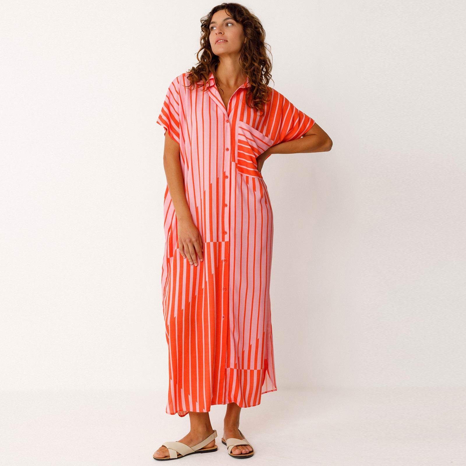 Delia Dress red stripes SKFK