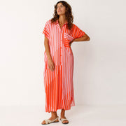 Delia Dress red stripes SKFK