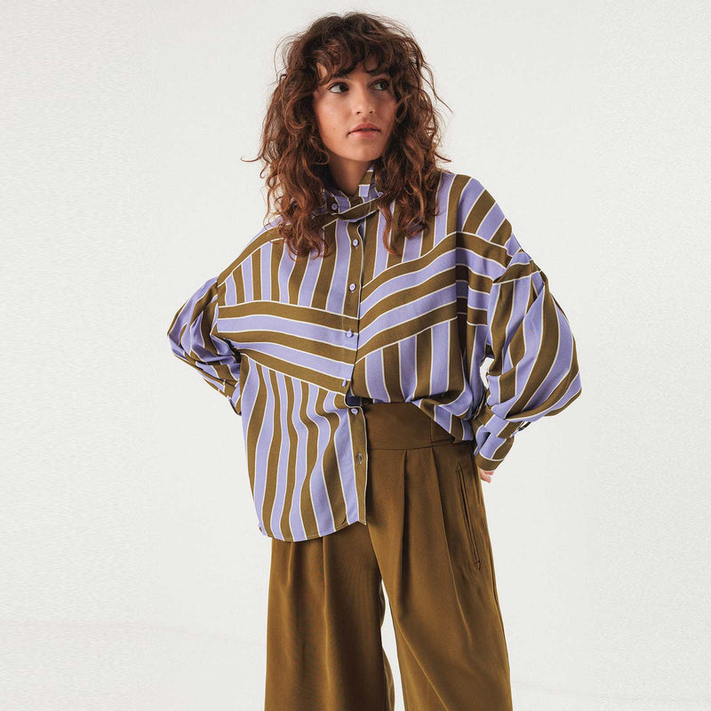 Lone Shirt olive/lilac stripes SKFK