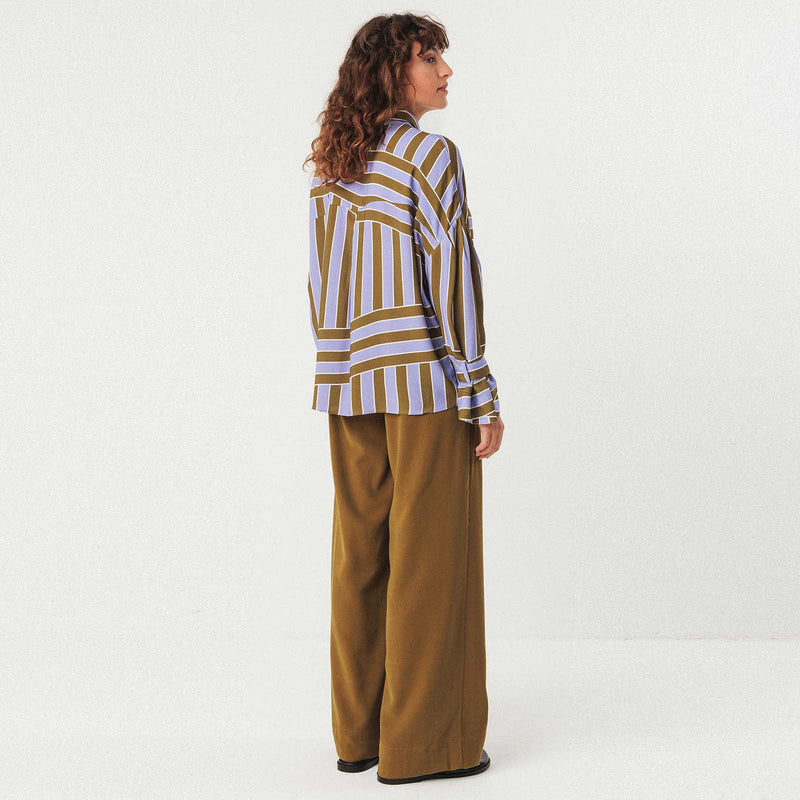 Lone Shirt olive/lilac stripes SKFK