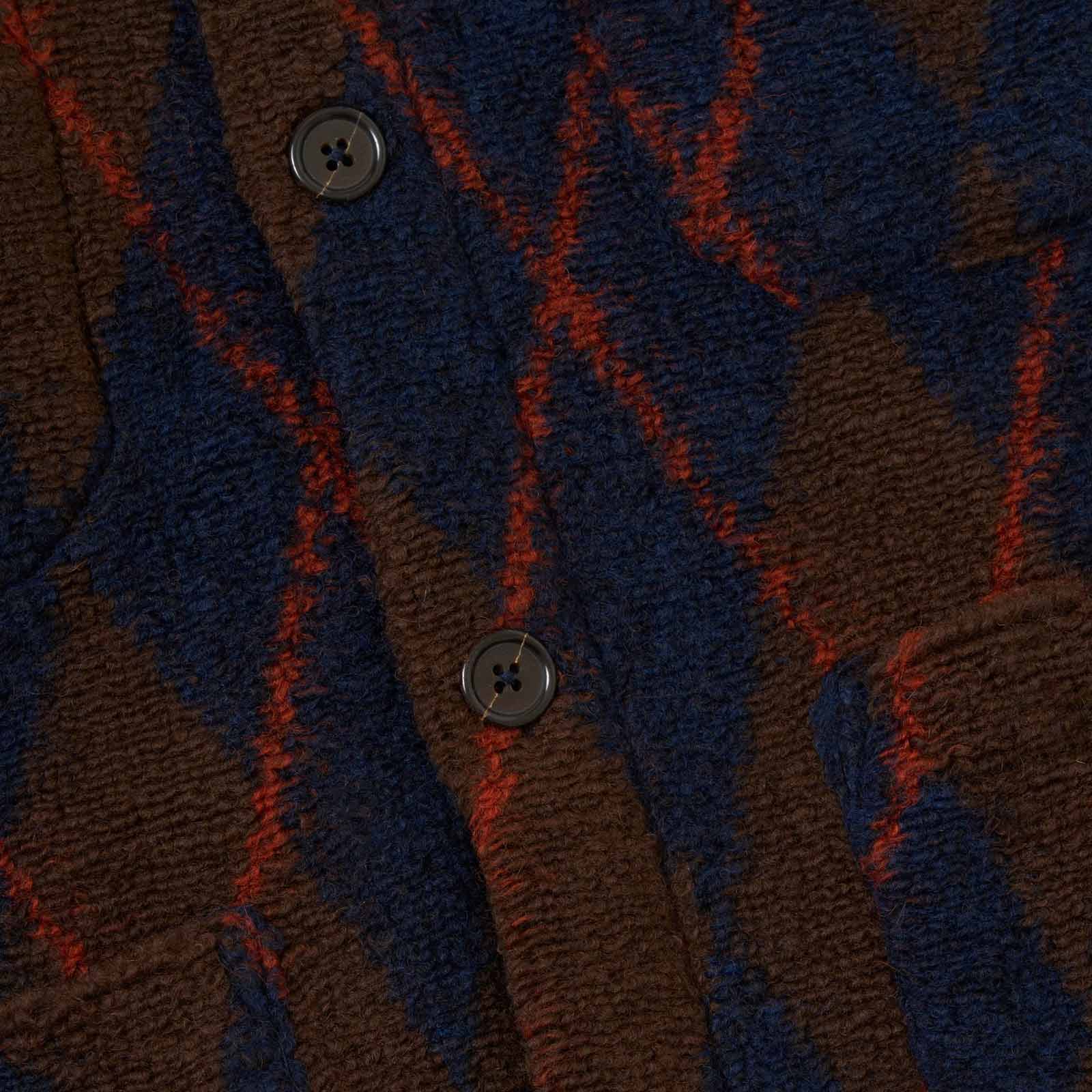 Argyll Fleece Cardigan brown/navy Universal Works