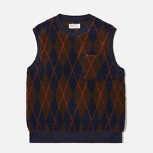 Argyll Sleeveless Fleece Crew brown/navy Universal Works