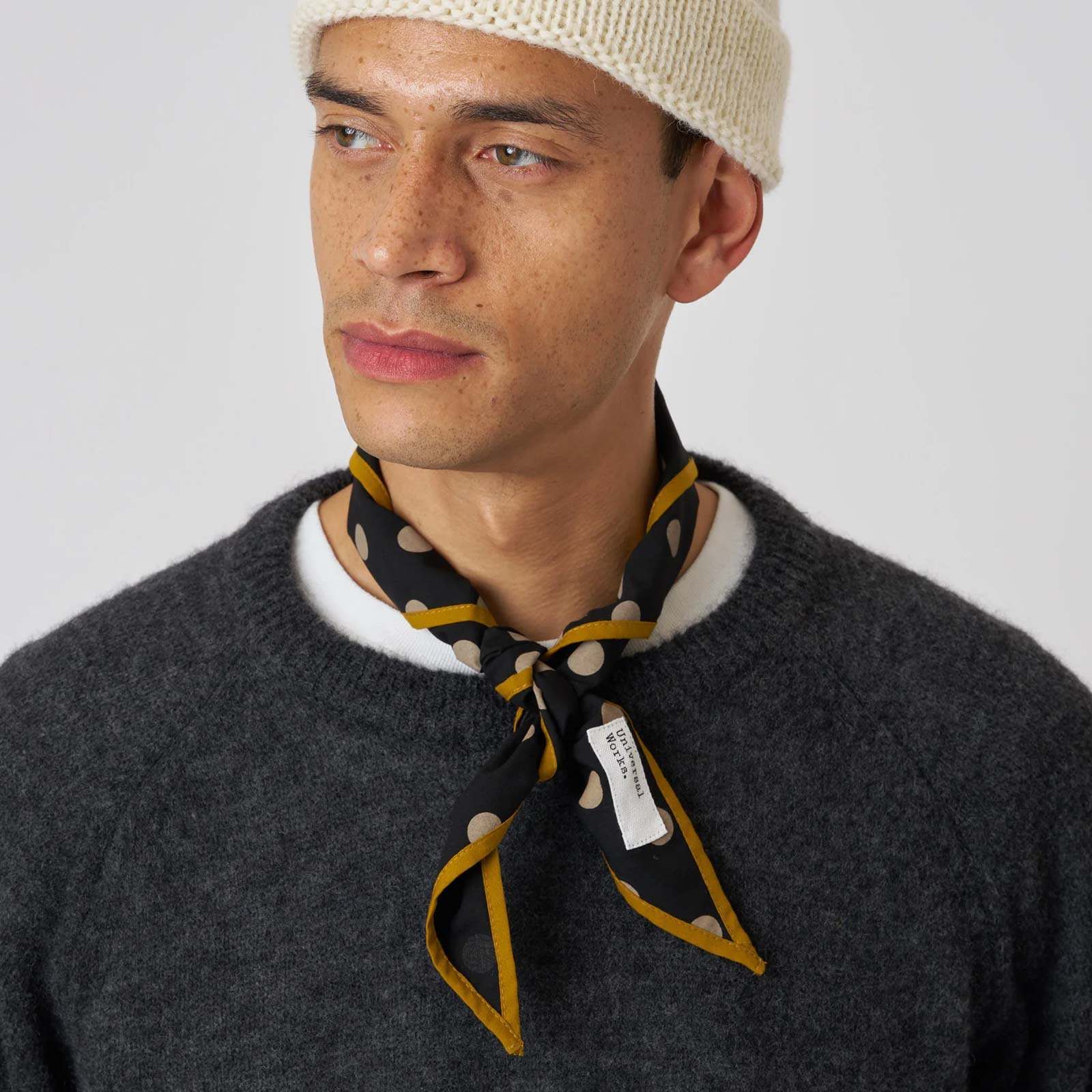 Bold Dot Print Rayon Scout Scarf black Universal Works
