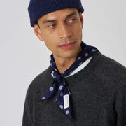 Bold Dot Print Rayon Scout Scarf navy Universal Works