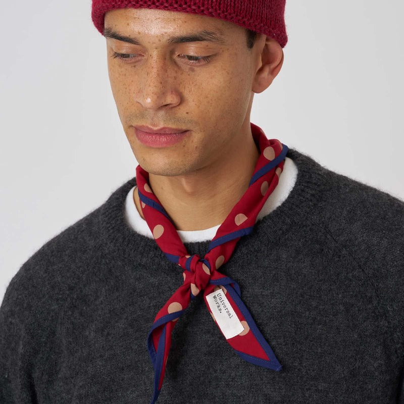 Bold Dot Print Rayon Scout Scarf red Universal Works
