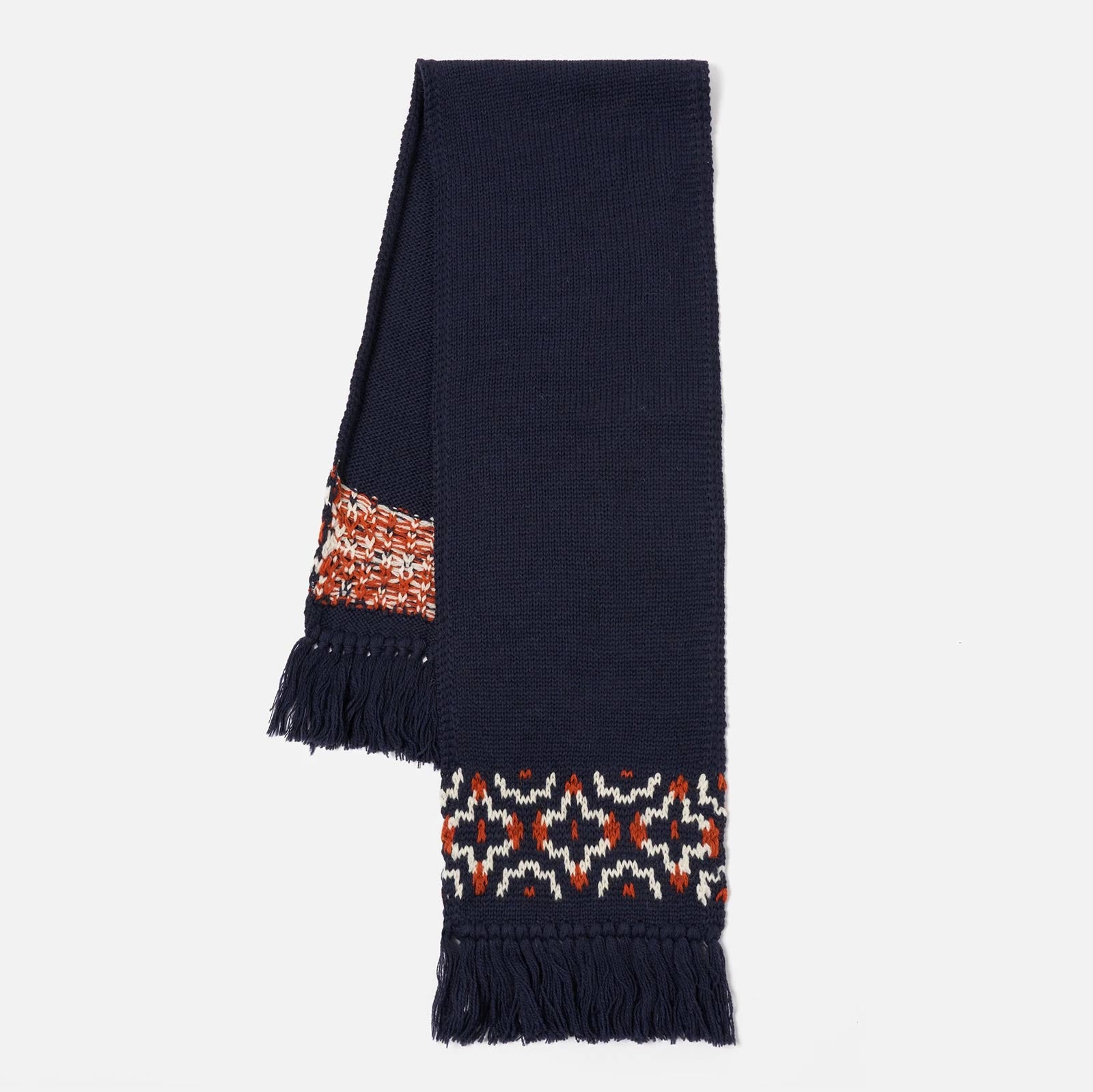 British Wool Scarf navy/ecru