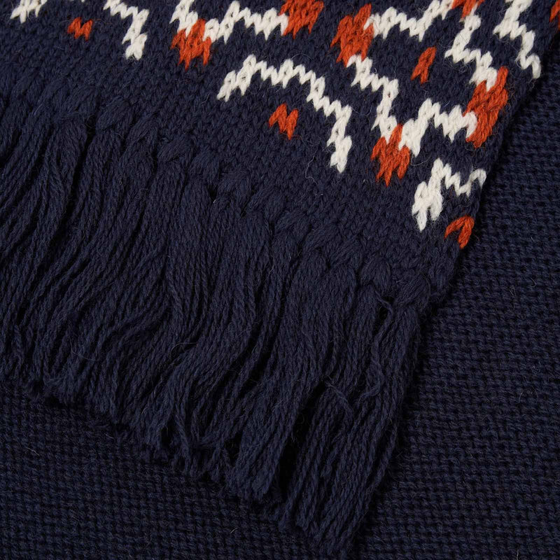 British Wool Scarf navy/ecru