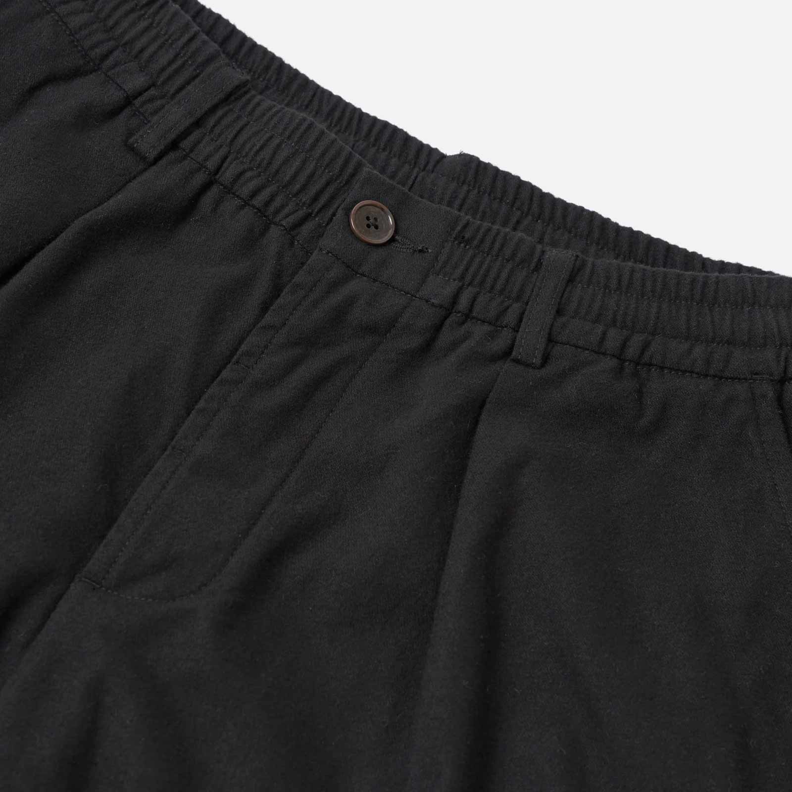 Brushed Moleskin Pleated Track Pant black