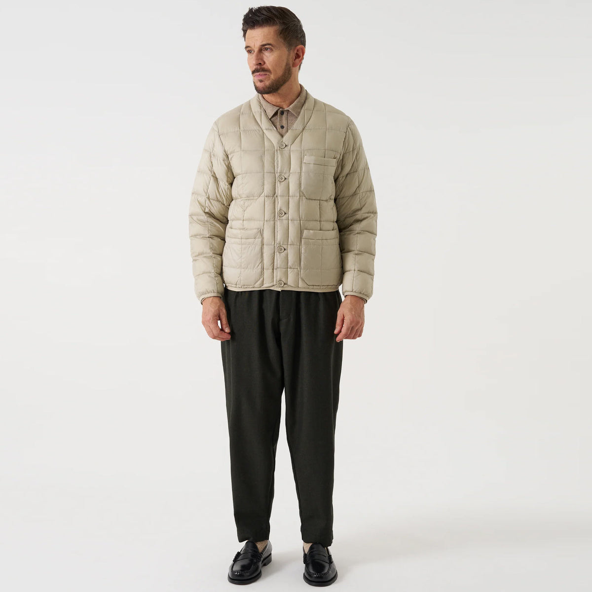 Down Cardigan Nylon Soft Shell ice grey