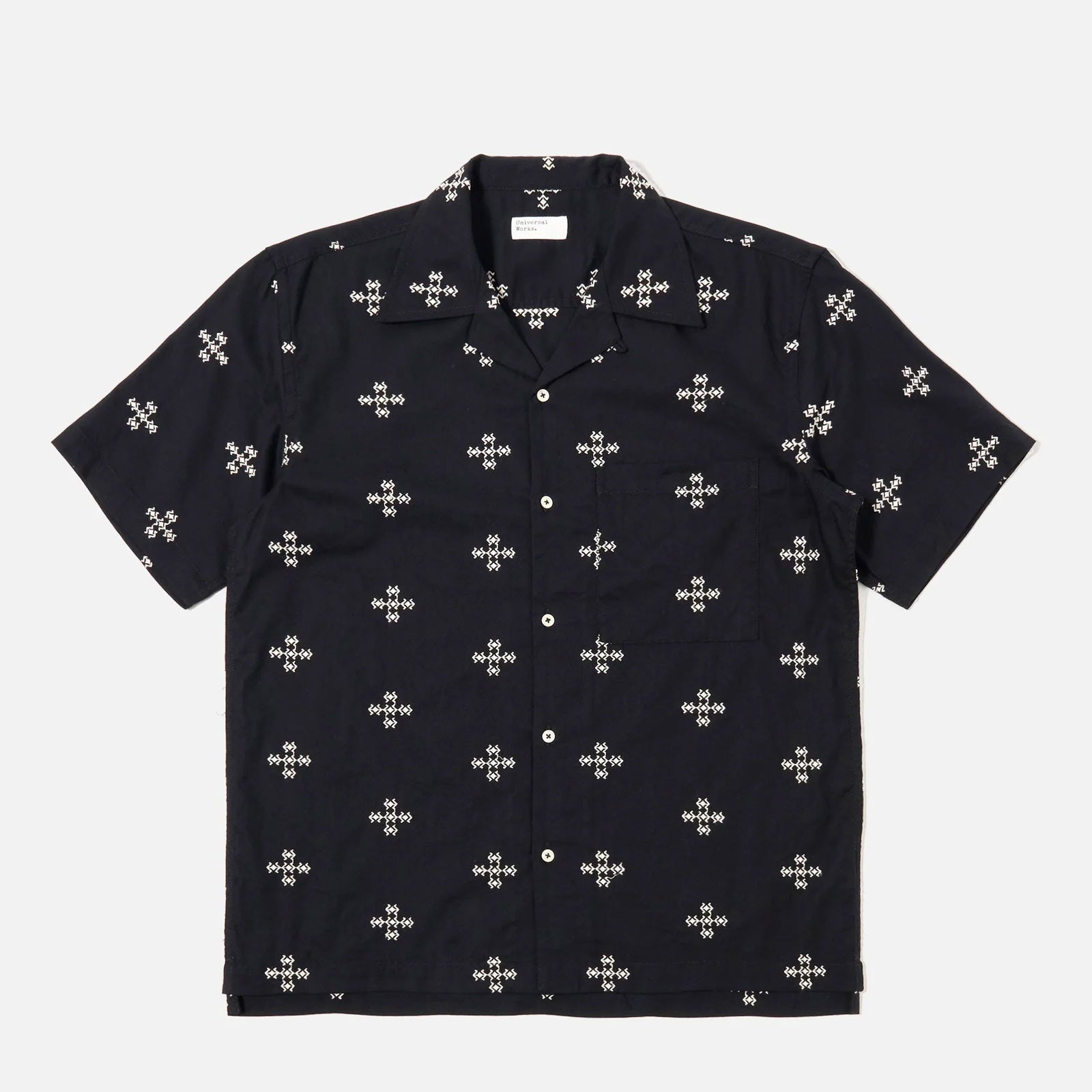 Embroidered Diamond Camp Shirt black Universal Works
