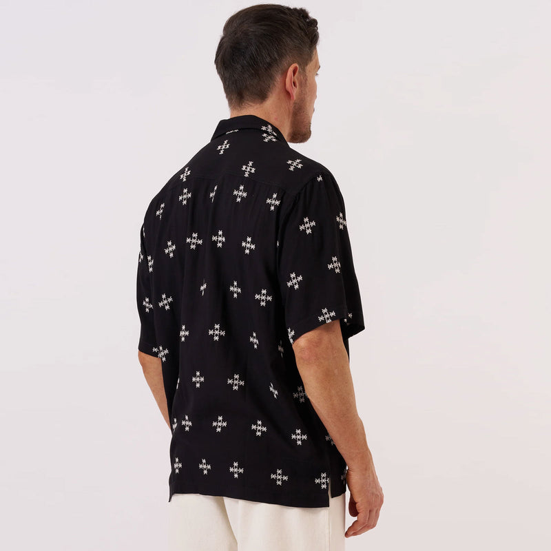 Embroidered Diamond Camp Shirt black Universal Works