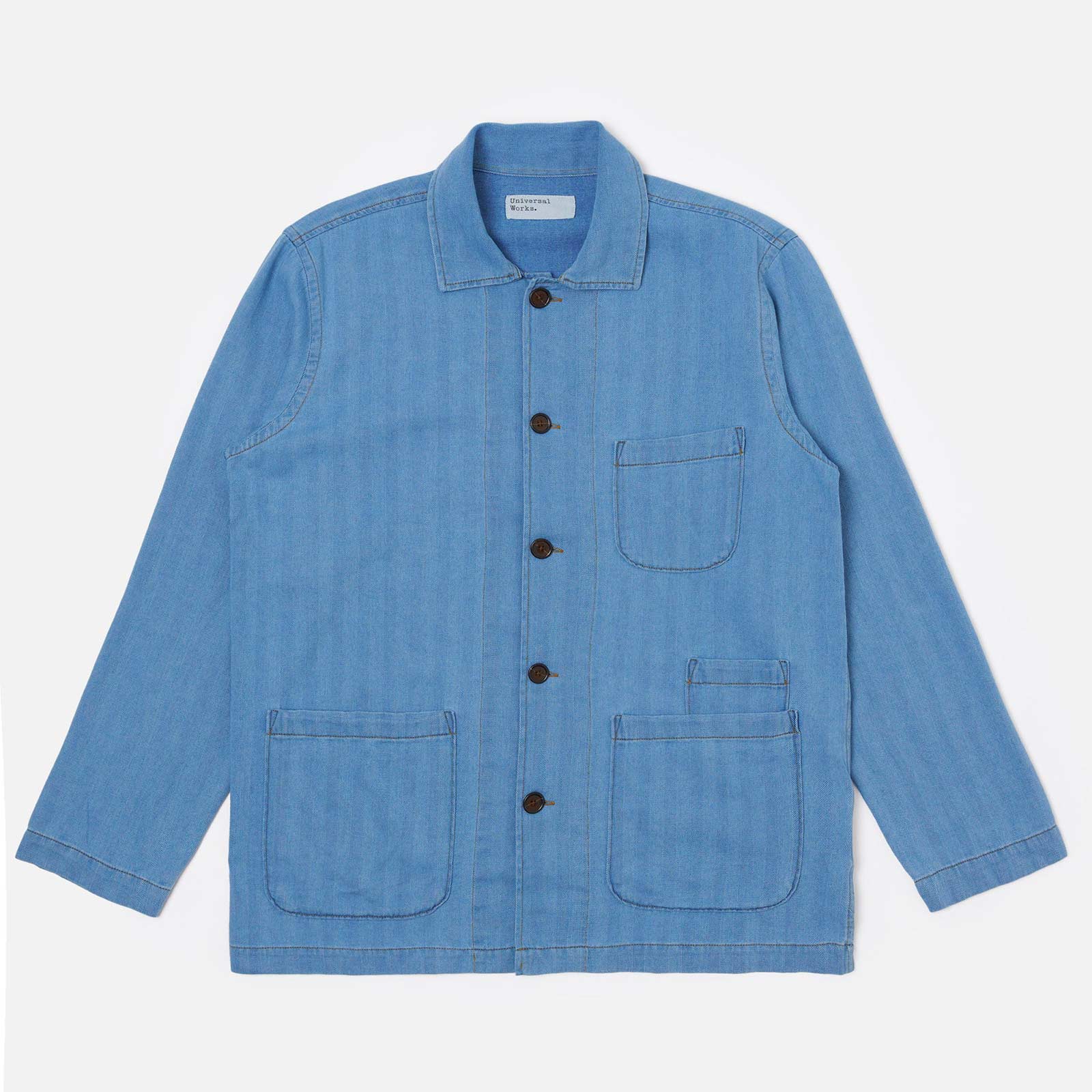 Herringbone Recycled Bakers Overshirt washed indigo Universal Works