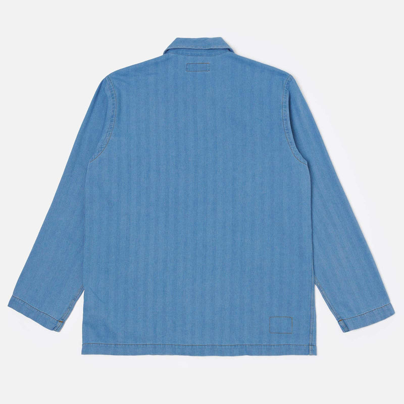 Herringbone Recycled Bakers Overshirt washed indigo Universal Works