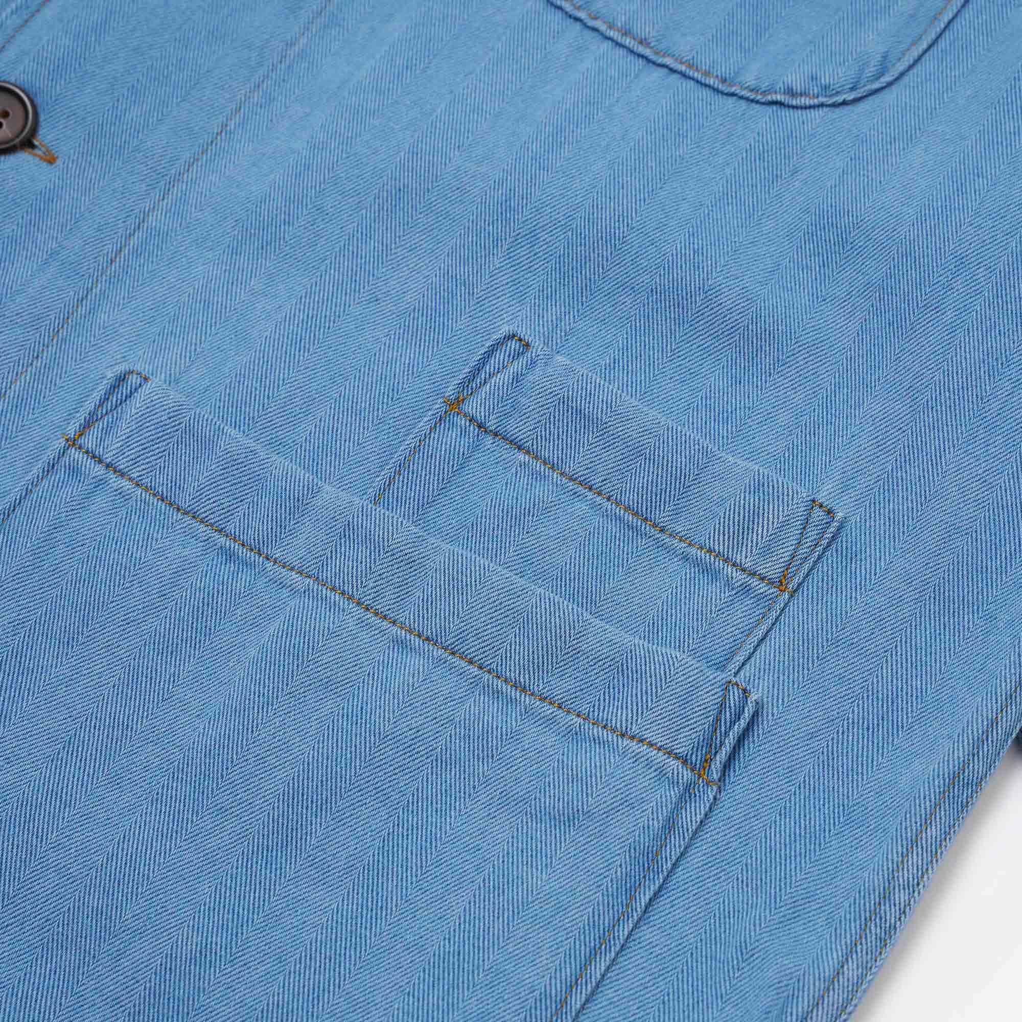 Herringbone Recycled Bakers Overshirt washed indigo Universal Works