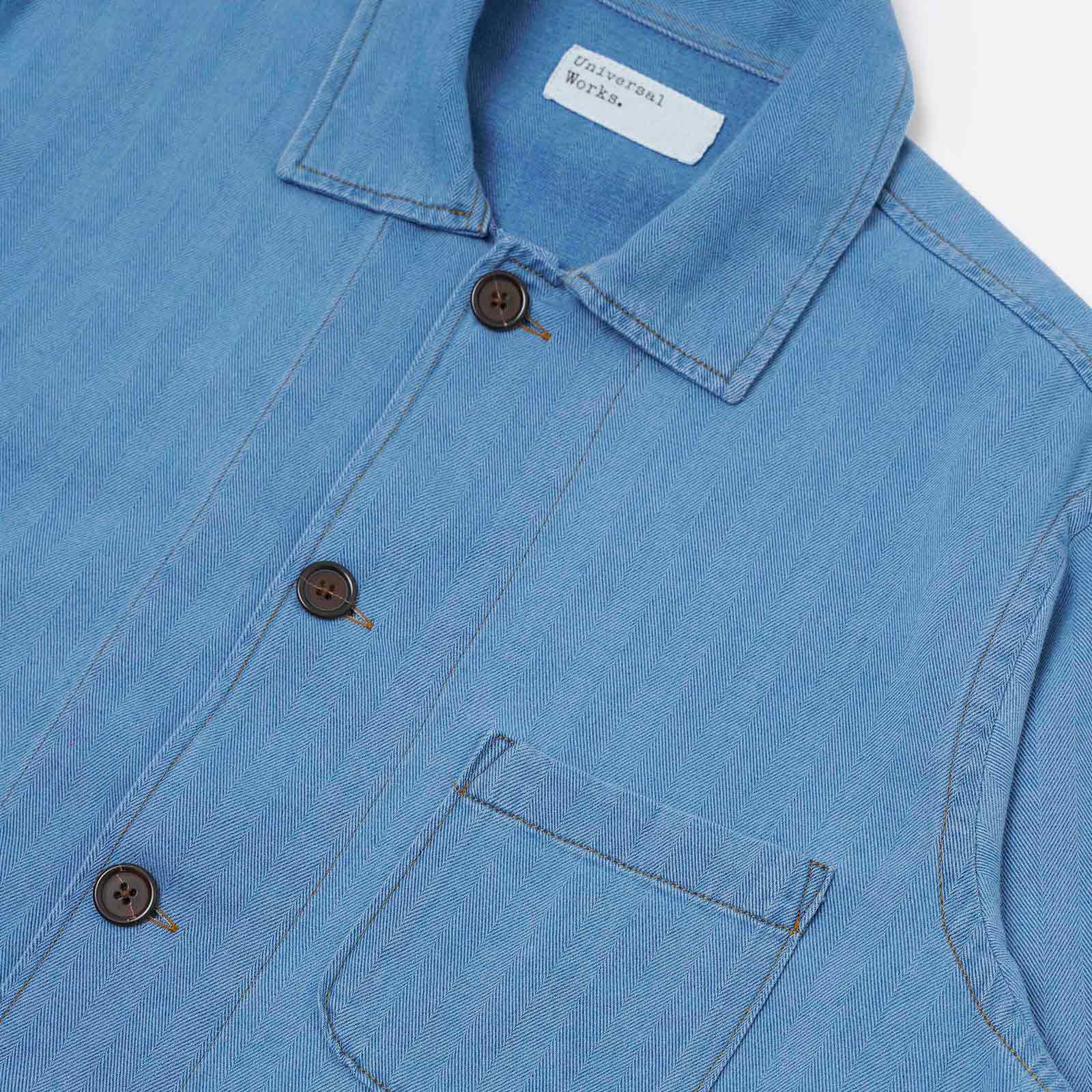 Herringbone Recycled Bakers Overshirt washed indigo Universal Works