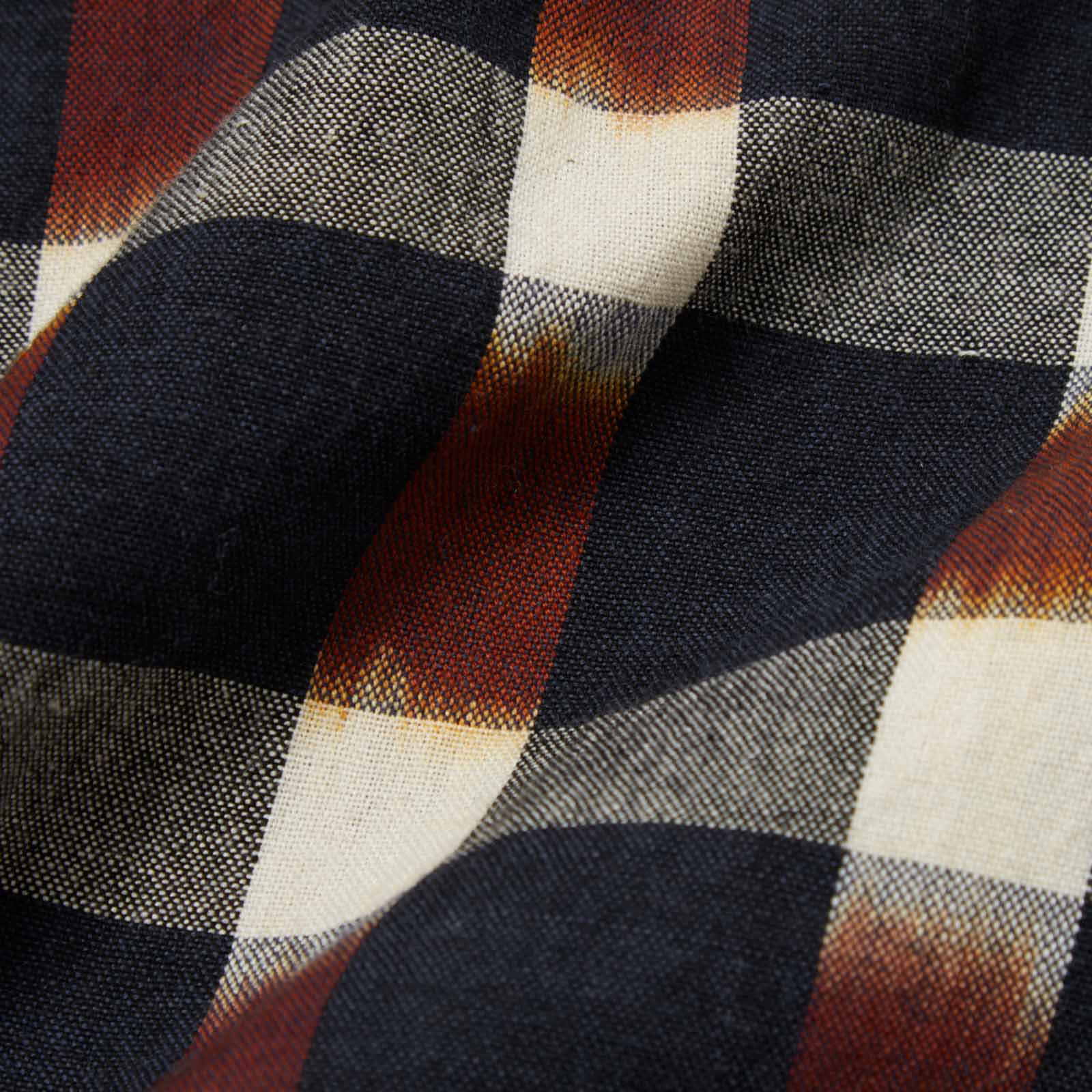 L/S Utility Shirt Check Ikat navy/brown