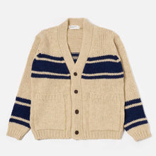 Langdale Chunky knit Stripe Cardigan sand Universal Works