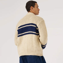 Langdale Chunky knit Stripe Cardigan sand Universal Works
