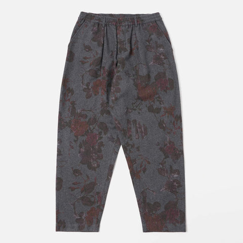 Pleated Track Pant Printed Flannel mid grey