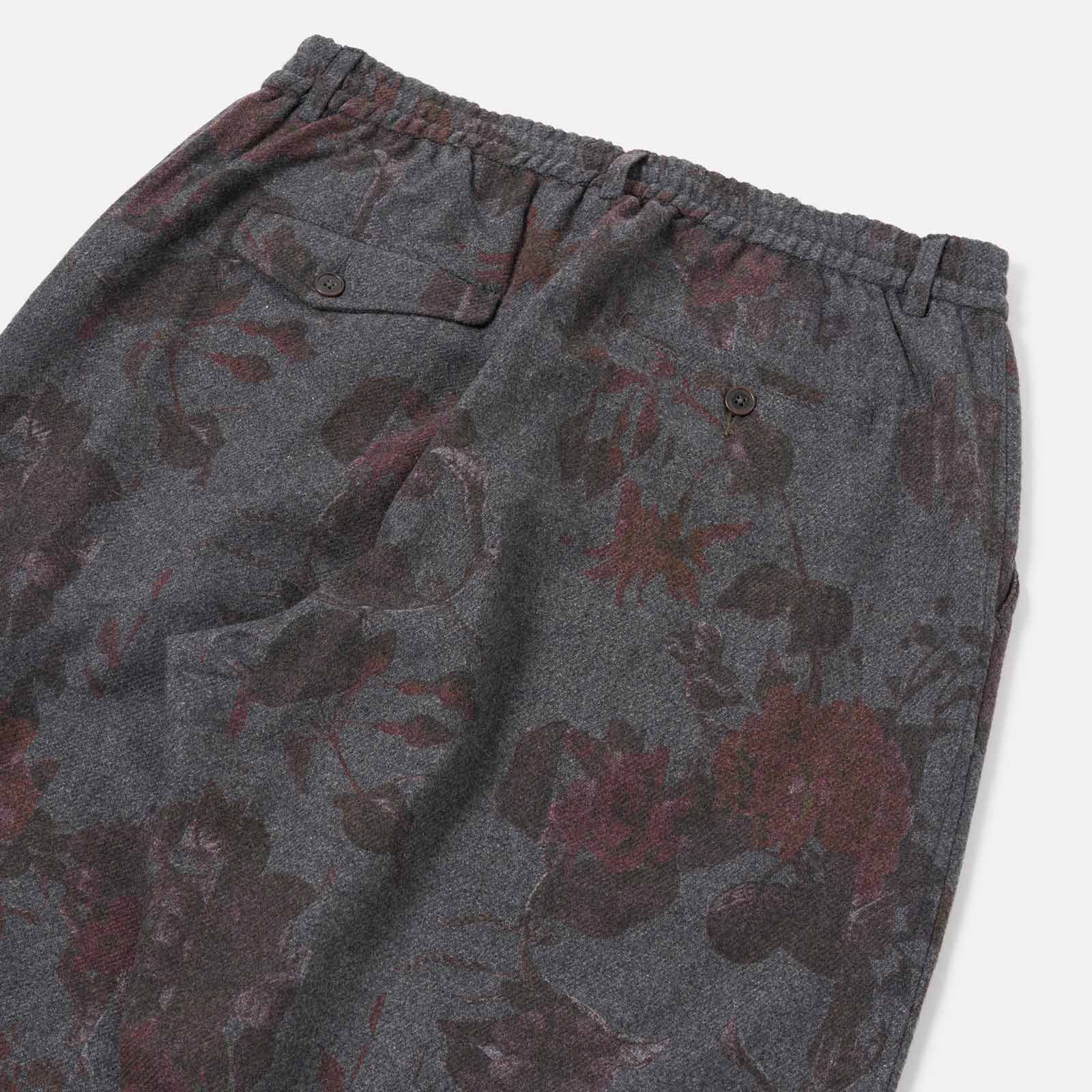 Pleated Track Pant Printed Flannel mid grey