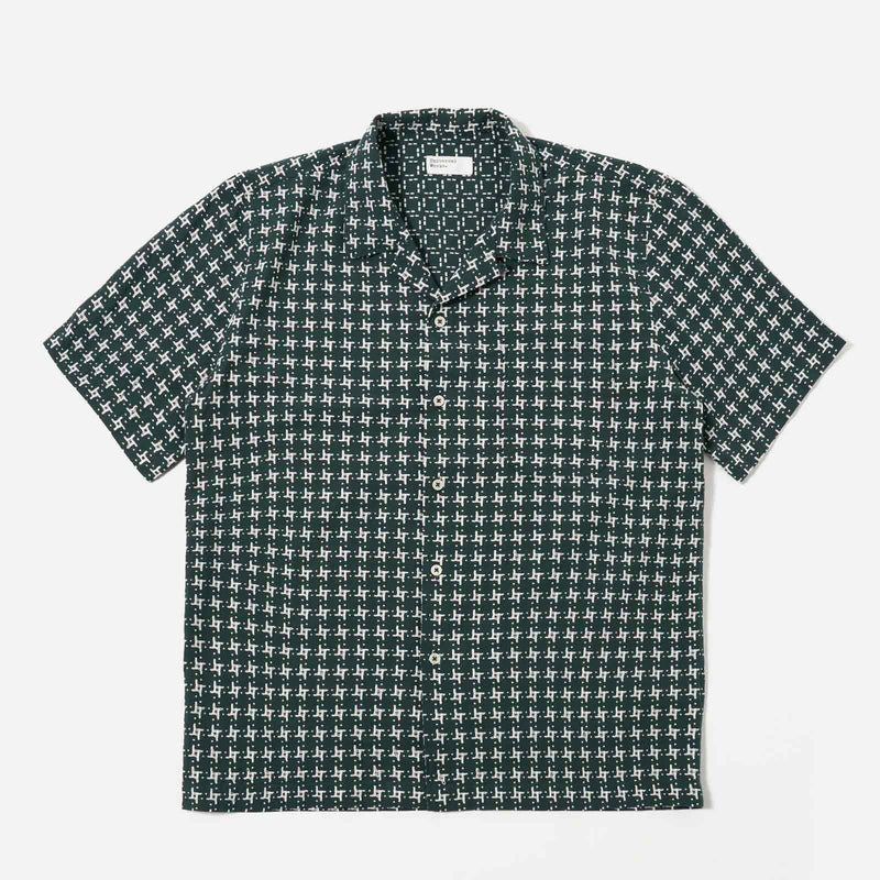 Rhodes 8 Cotton Road Shirt green/white Universal Works