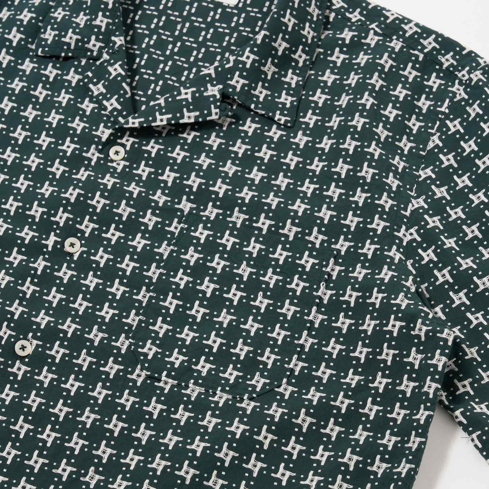 Rhodes 8 Cotton Road Shirt green/white Universal Works