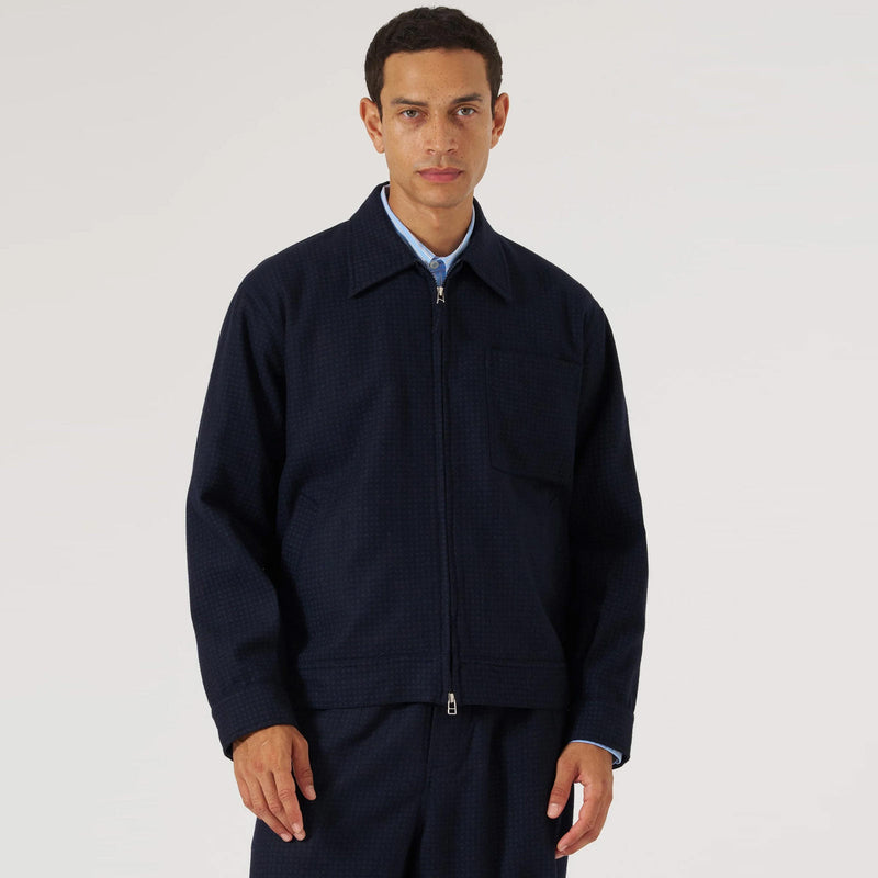 Rose Bowl Dot Print Flannel Jacket navy Universal Works