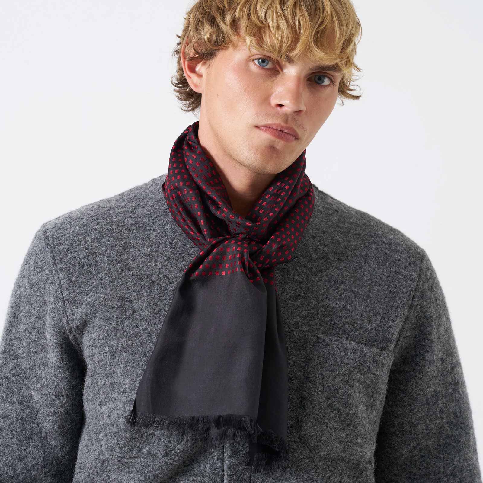 Silk Jacquard Scarf black/red