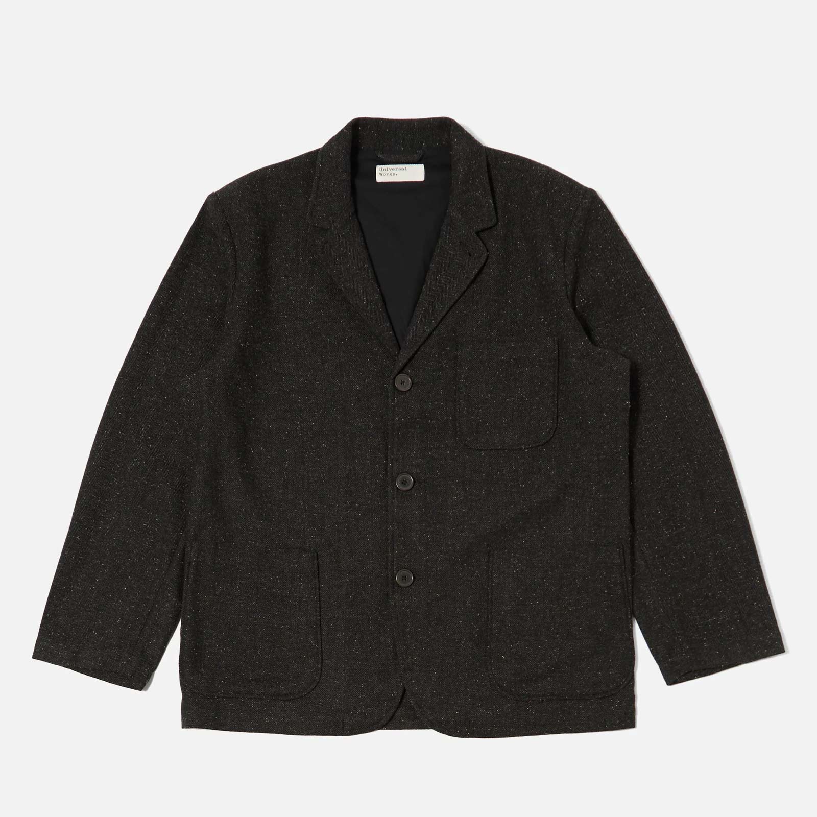 Three Button Salt n Pepper Tweed Jacket black Universal Works