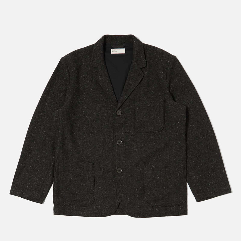 Three Button Salt n Pepper Tweed Jacket black Universal Works