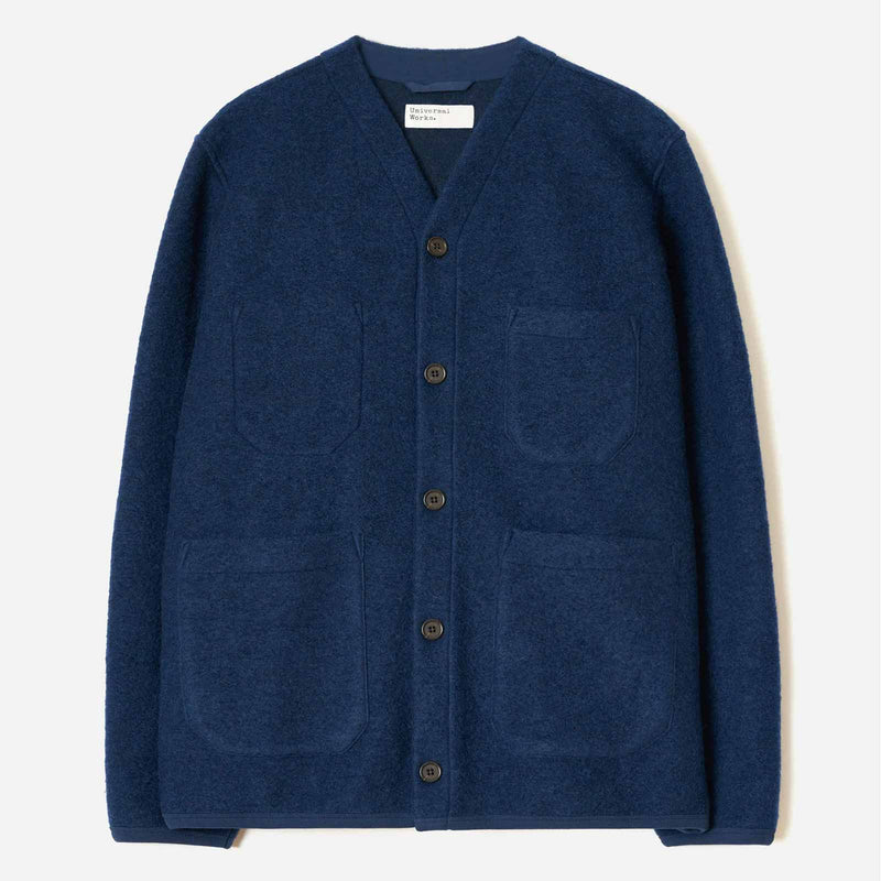 Wool Fleece Cardigan indigo