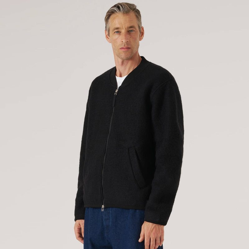 Wool Fleece Zip Bomber black Universal Works