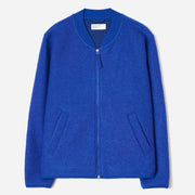 Wool Fleece Zip Bomber blue
