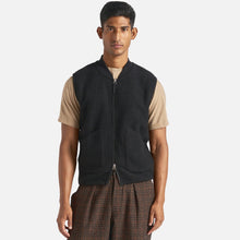 Wool Fleece Zip Waistcoat black Universal Works