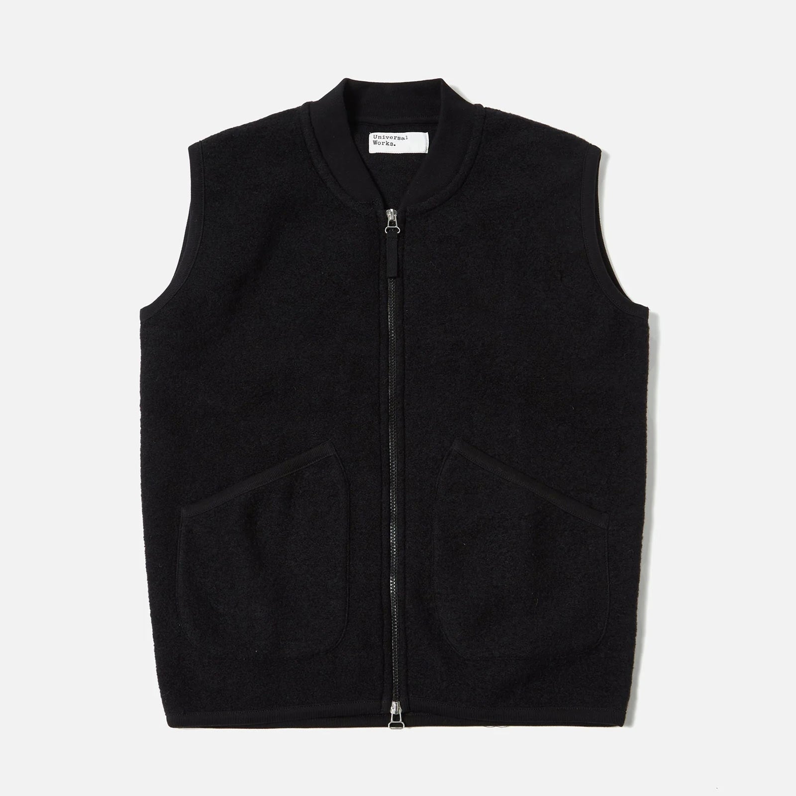 Wool Fleece Zip Waistcoat black Universal Works