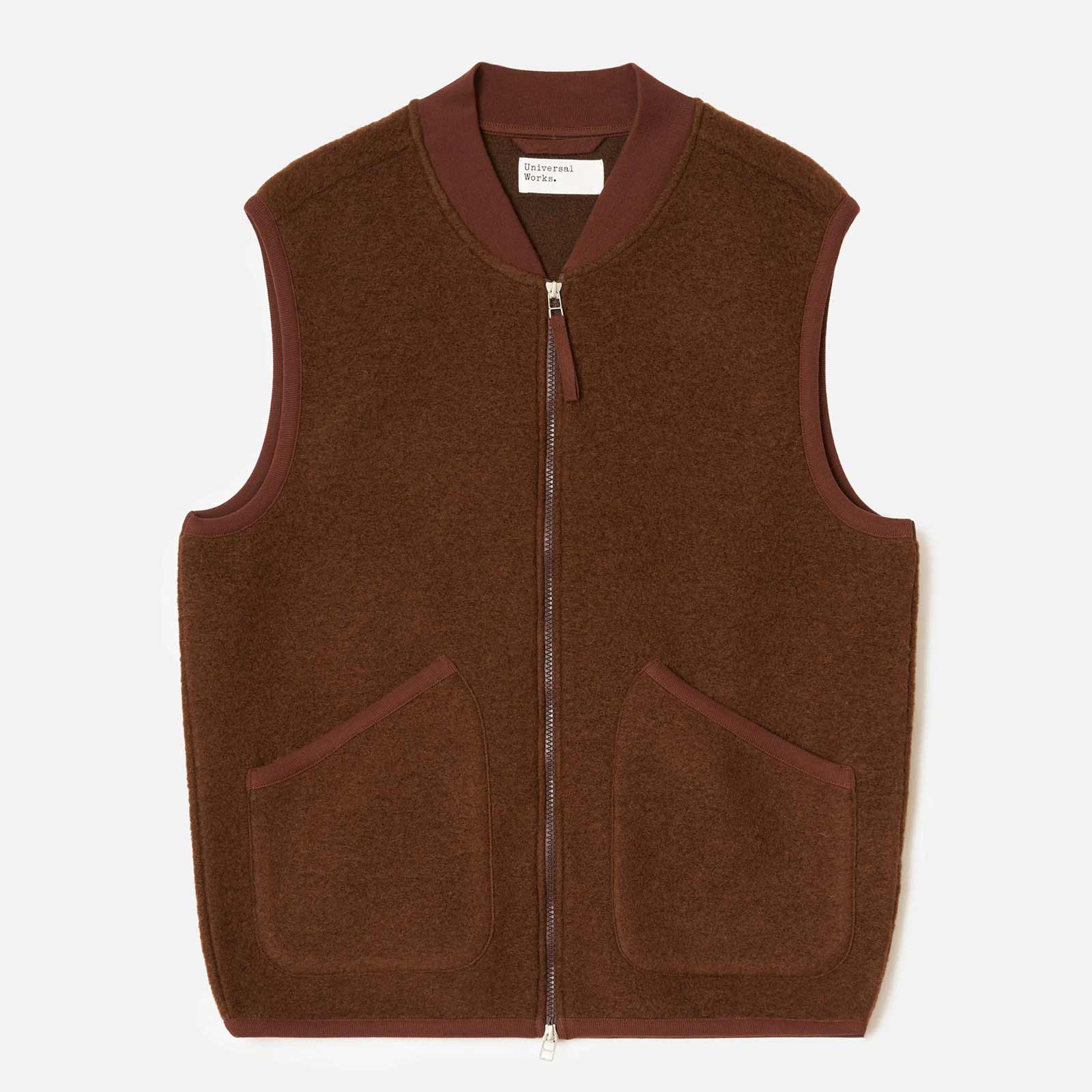 Wool Fleece Zip Waistcoat cacao