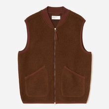 Wool Fleece Zip Waistcoat cacao
